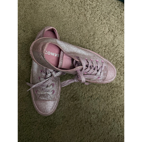 Women's Converse Pink Glitter Low Top Sneakers Size 9 - Picture 3 of 5